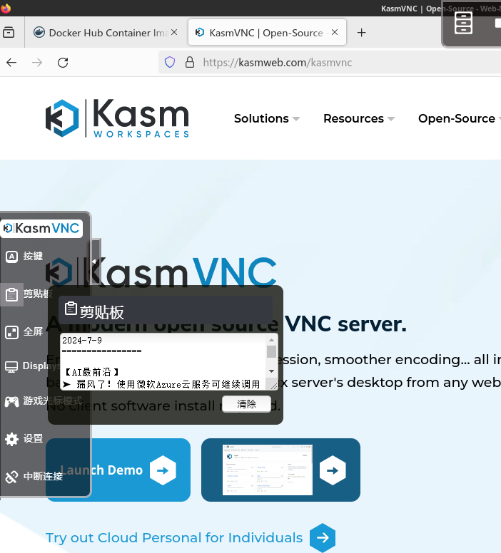 KasmVNC 自带的 剪贴板实现剪切板的读写